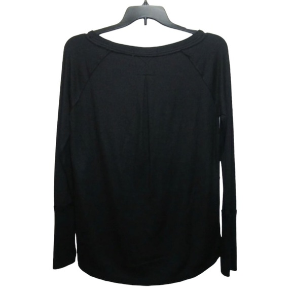 FREE PEOPLE Snowy Black Thermal Waffle-knit Oversized Long Sleeve Top EUC - Picture 4 of 7